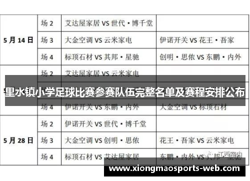 里水镇小学足球比赛参赛队伍完整名单及赛程安排公布